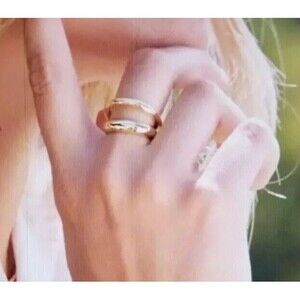 Loren Stewart Curateur Deux Open Band 14K Gold Plated Ring Size 7 NEW